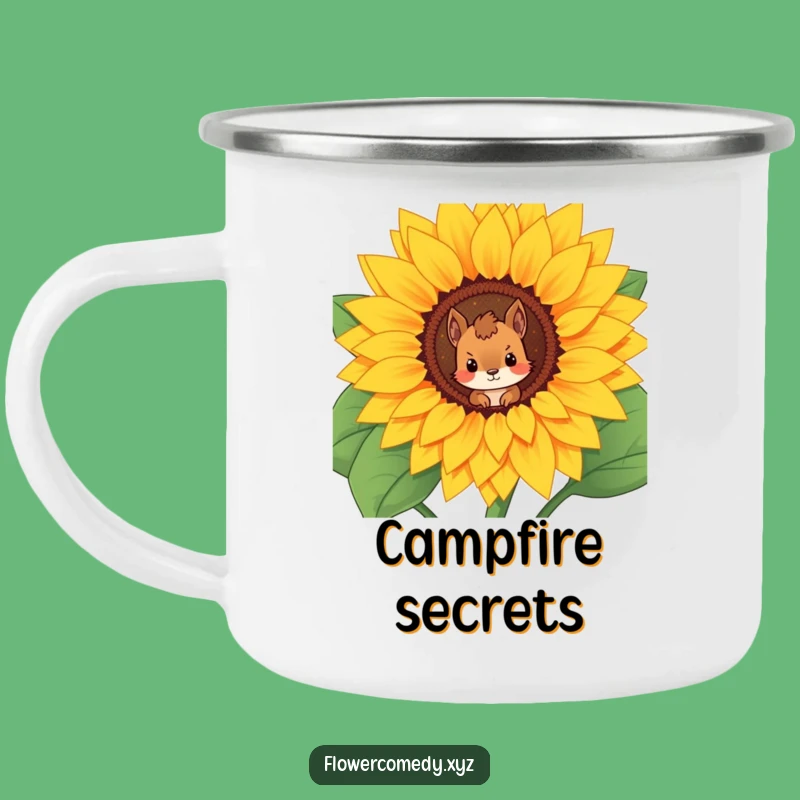 Funny Squirrel Camping Mug: Adventures Peek Through Blooms!