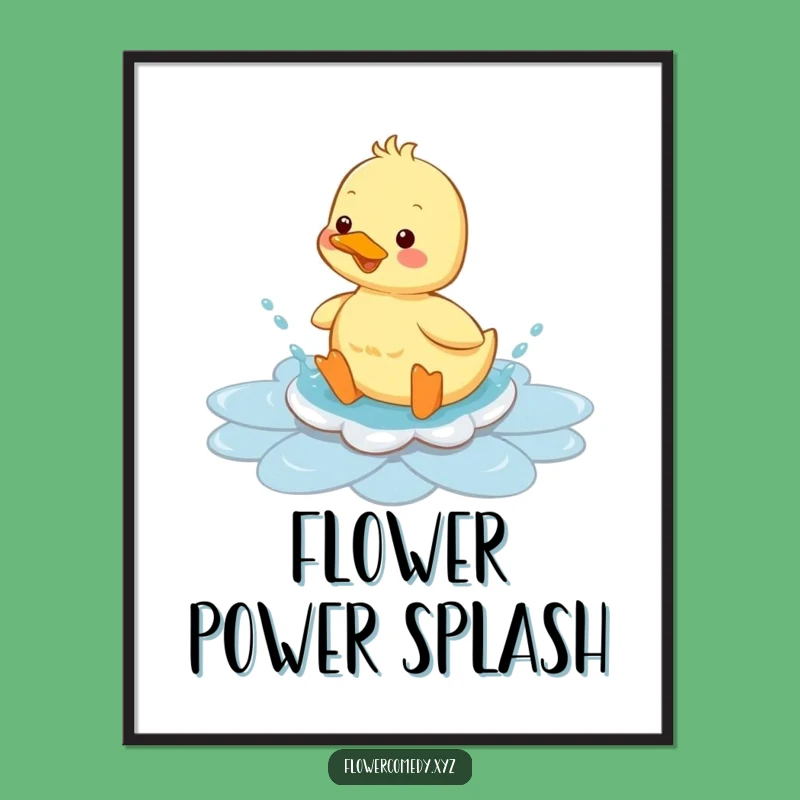 Funny Duckling Flower Puddle Digital Art: Instant Splash of Joy for Your Walls
