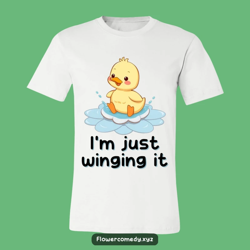 Funny Duckling Flower Puddle T-Shirt: Adorable Splashy Tee for Joyful Moments