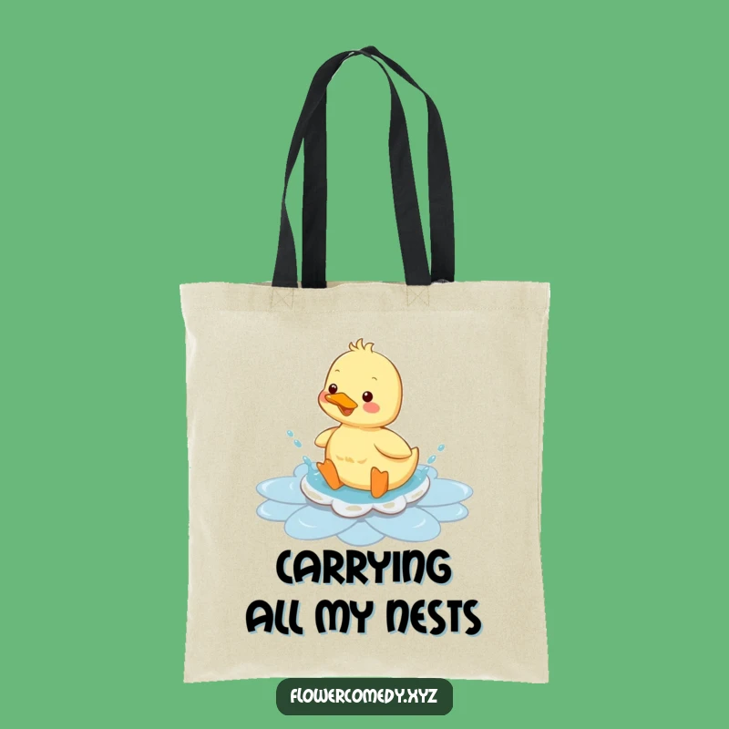 Funny Duckling Flower Puddle Tote Bag: Stylish Splashy Accessory for Everyday Fun